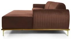 Sofá 255cm 4 Lugares com Chaise Direito Pés Gold Molino C-276 Veludo T