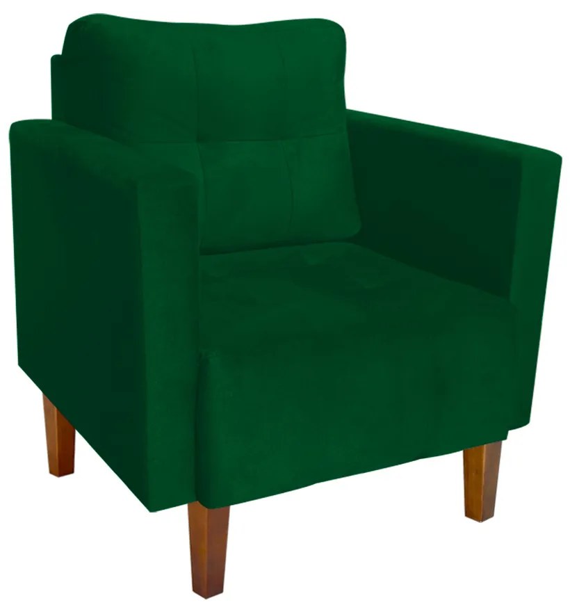 Poltrona Livia Suede Pés Chanfrado Castanho - D'Rossi - Verde