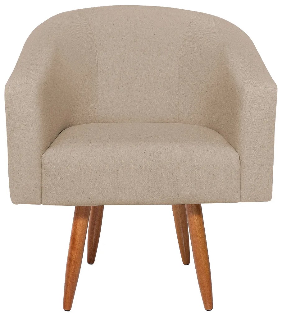 Poltrona Decorativa Jade Design Moderno Sala de Estar Quarto Escritório Confortável Luxo Pés Palito Linho