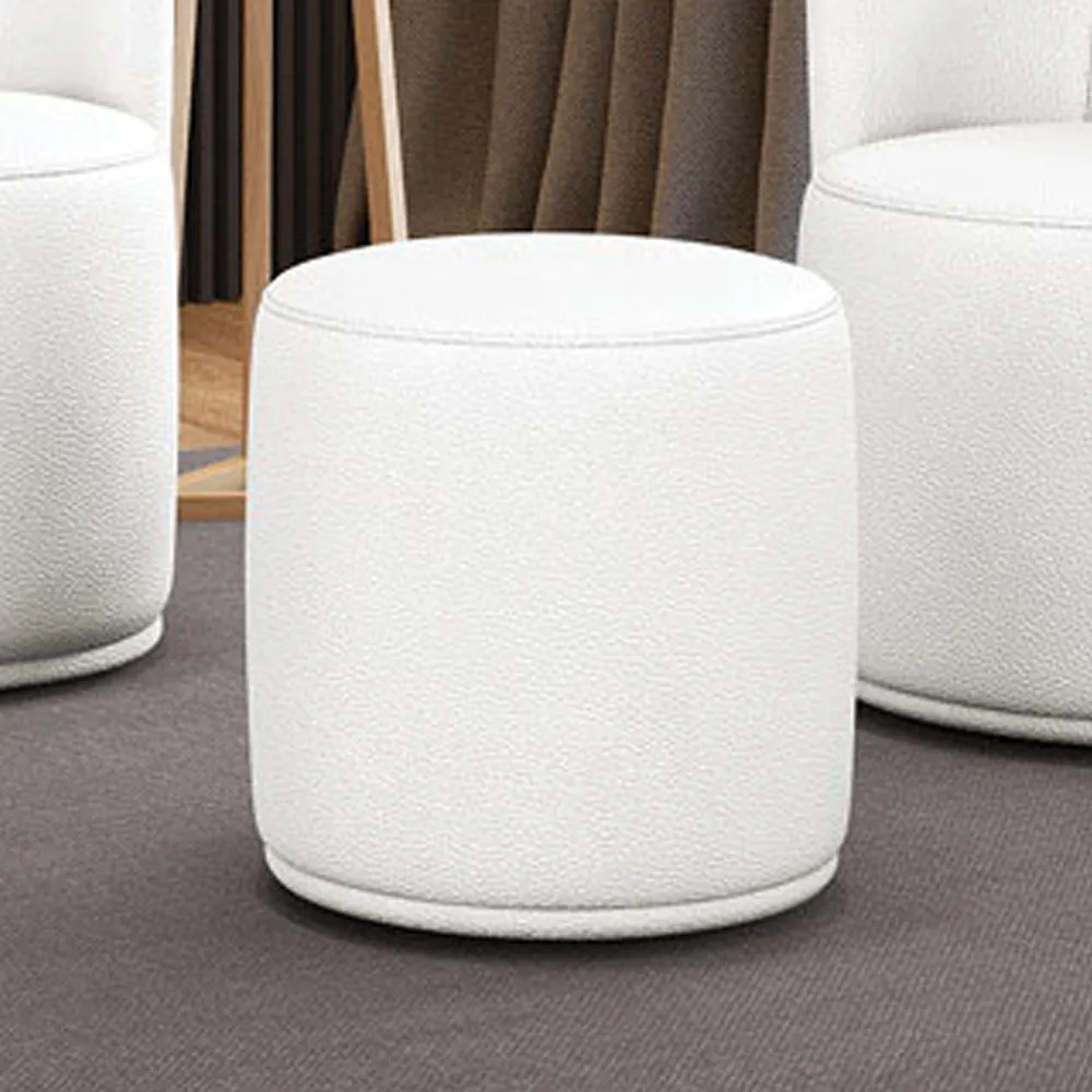 Puff Redondo Orgânico para Sala kit 2 Malu Sintético M11 - D'Rossi - Branco