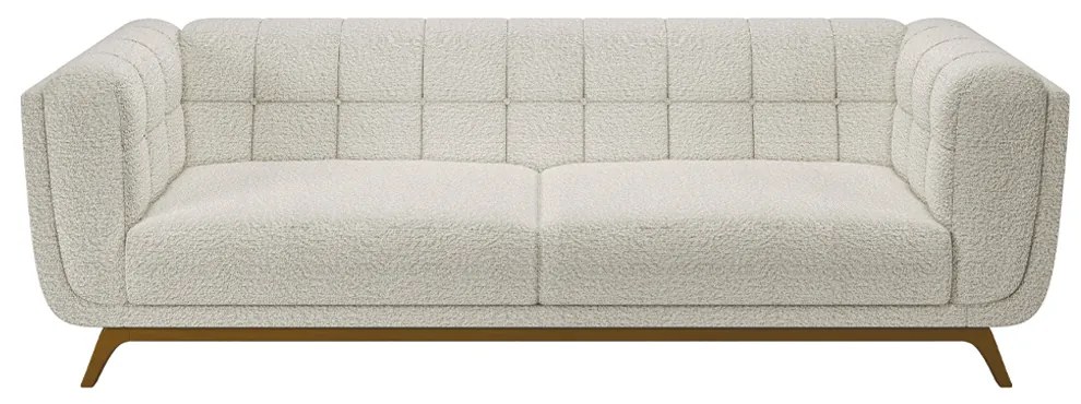 Sofá Decorativo Sala de Estar 180cm Rocket 2 Lugares Base Madeira Boucle Off White G45 - Gran Belo