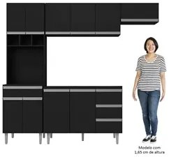 Cozinha Modulada 5 Peças Balcão com Pia 120cm Andréia Preto - AJL Móve
