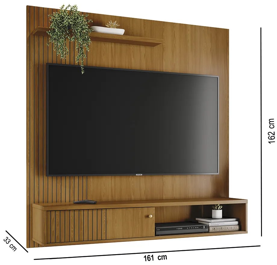 Painel TV 65 Pol 161cm Bancada Suspensa para Sala Dorema M20 - D'Rossi - Cumaru