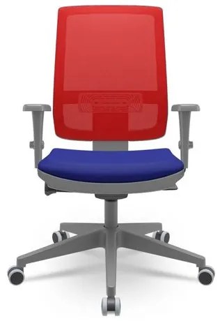 Cadeira Brizza Diretor Grafite Tela Vermelha Assento Aero Azul Base Autocompensador Piramidal - 66214 Sun House
