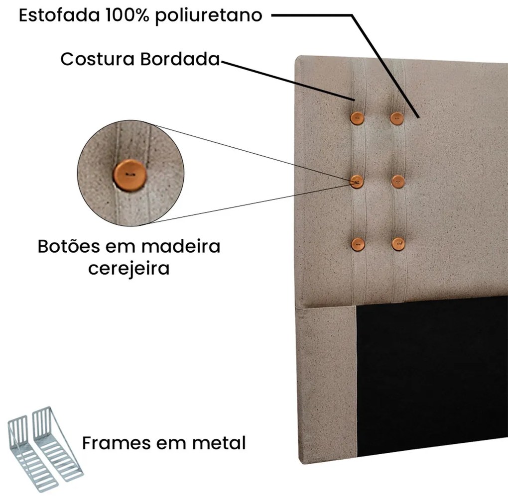 Cabeceira Estofada Santorini 160cm Queen Size Linho - ADJ Decor