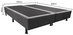 Base Box para Cama Casal King 192x203cm Bipartido Liz S05 Suede Bordad