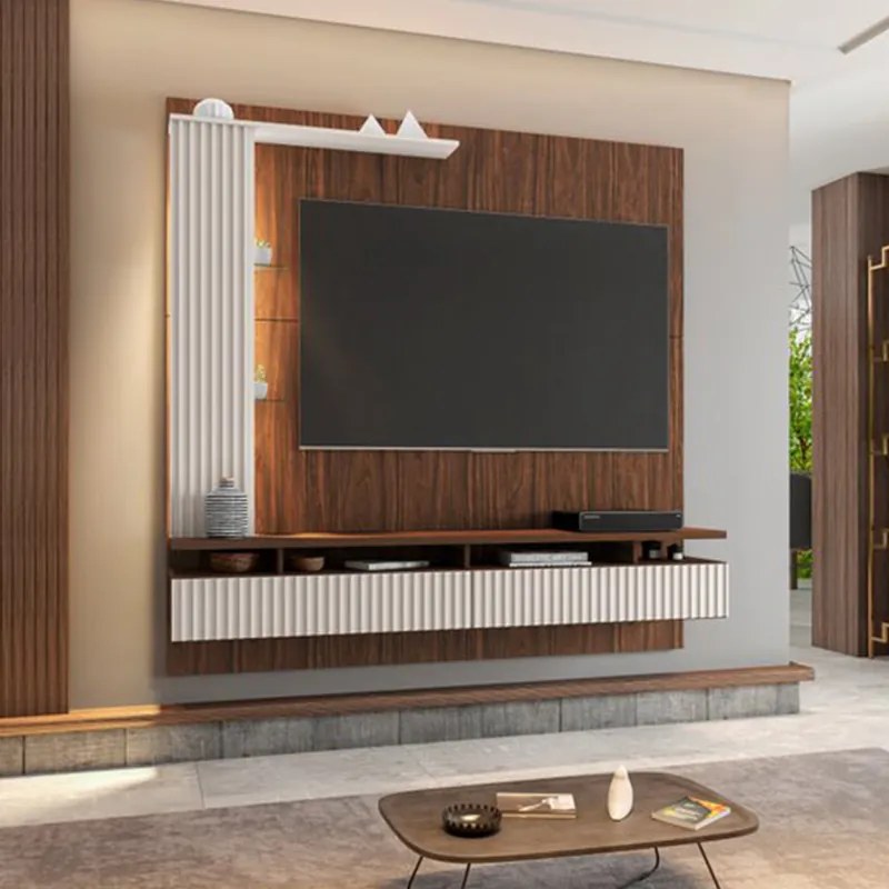 Painel de TV Home Suspenso 180cm Ametista Imbuia/Bege - Vizzato - Marrom