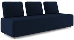 Sofá 3 Lugares 222cm Sala de Estar Rovier Veludo Azul Z32 - Mpozena