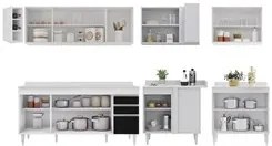 Armário de Cozinha Modulado de Canto 7 Peças CP35 Balcão com Tampo Bra