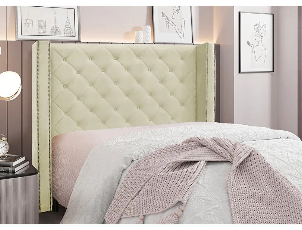 Cabeceira Cama Box Casal 140 cm Vicenza Veludo S04 - D'Rossi - Bege