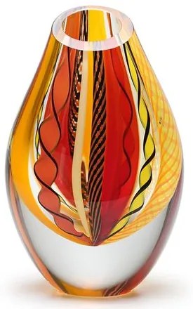 Gota Baixa Hippie Vermelha, Laranja e Amarela Murano Cristais Cadoro