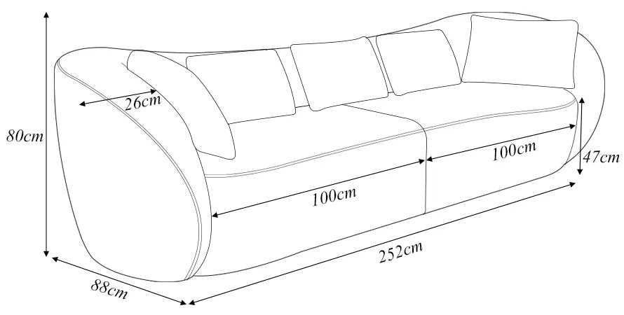 Sofá Bipartido Sala de Estar Diamond 252cm com Almofadas Soltas Linho Cinza Claro G52 - Gran Belo