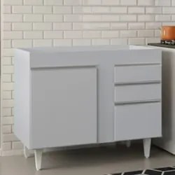 Balcão de Cozinha Para Pia 100cm Sem Tampo Luziania Cinza Claro - Lumi
