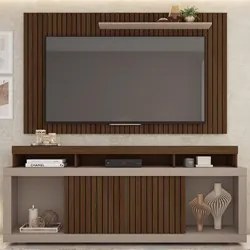 Rack Bancada Com Painel Para TV 65 Pol. Ripado Krome C01 Fendi/Havana