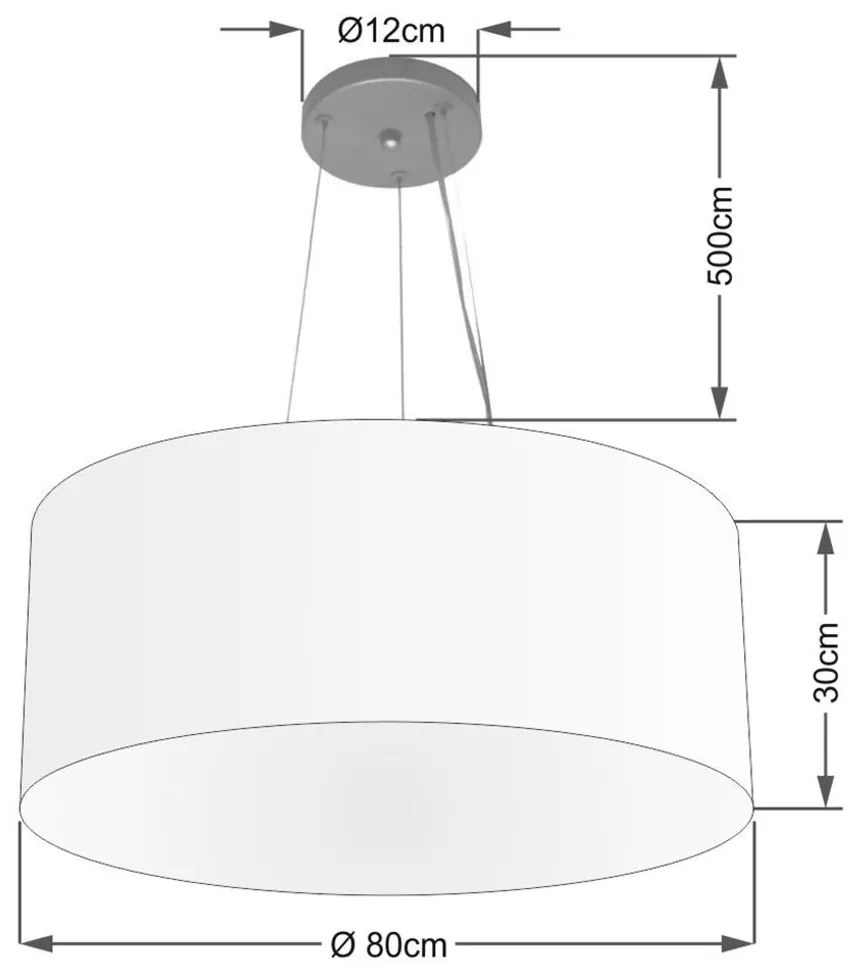 Lustre Pendente Cilíndrico Md-4070 Cúpula em Tecido 80x30cm Café - Bivolt