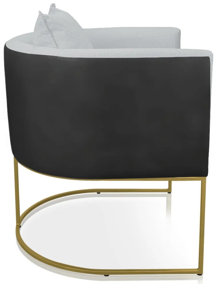 Poltrona Paola Corano Preto com Linho Base Metálica Dourado D03 - D'Rossi - A05 Cinza Claro