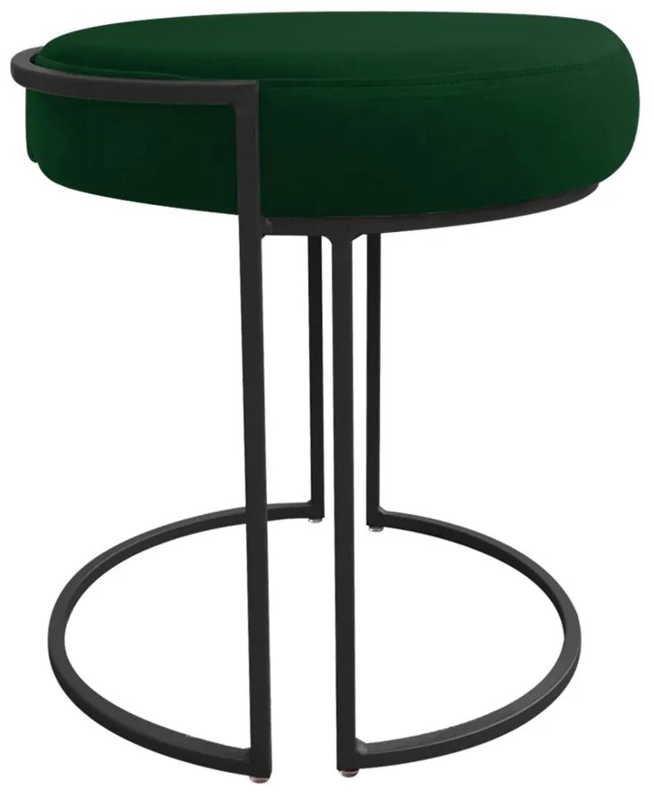 Puff Redondo Base Industrial Preto Kit 2 Love Suede D03 - D'Rossi - Verde