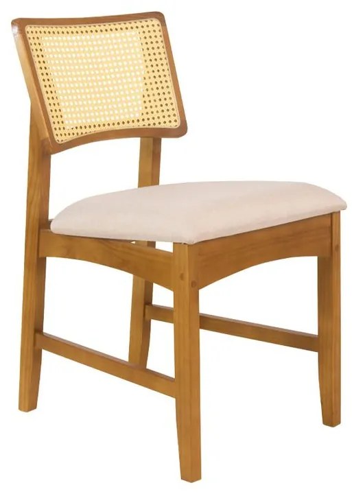Cadeira de Jantar Hanna com Tela Natural e Linho Off White