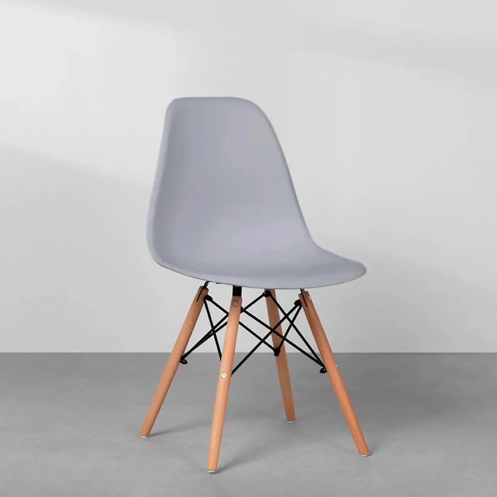 Cadeira Eames Eiffel Base Madeira - Cinza