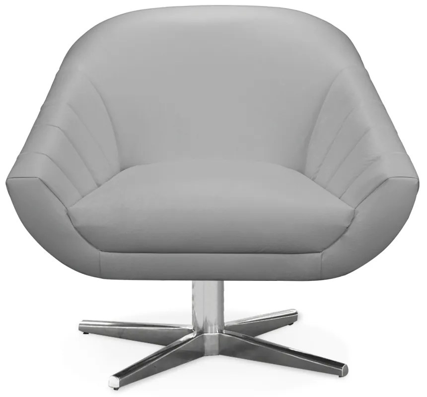 Poltrona Giratória Giovana Corino Base Cromada D03 - D'Rossi - Cinza
