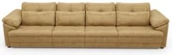 Sofá Retrátil 4 Lugares Para Sala 339cm Dijon Couro Bege S07 - Mpozena