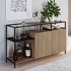 Buffet Para Sala de Jantar 2 Portas Pés Metálicos Dinâmico Hanover/Pre
