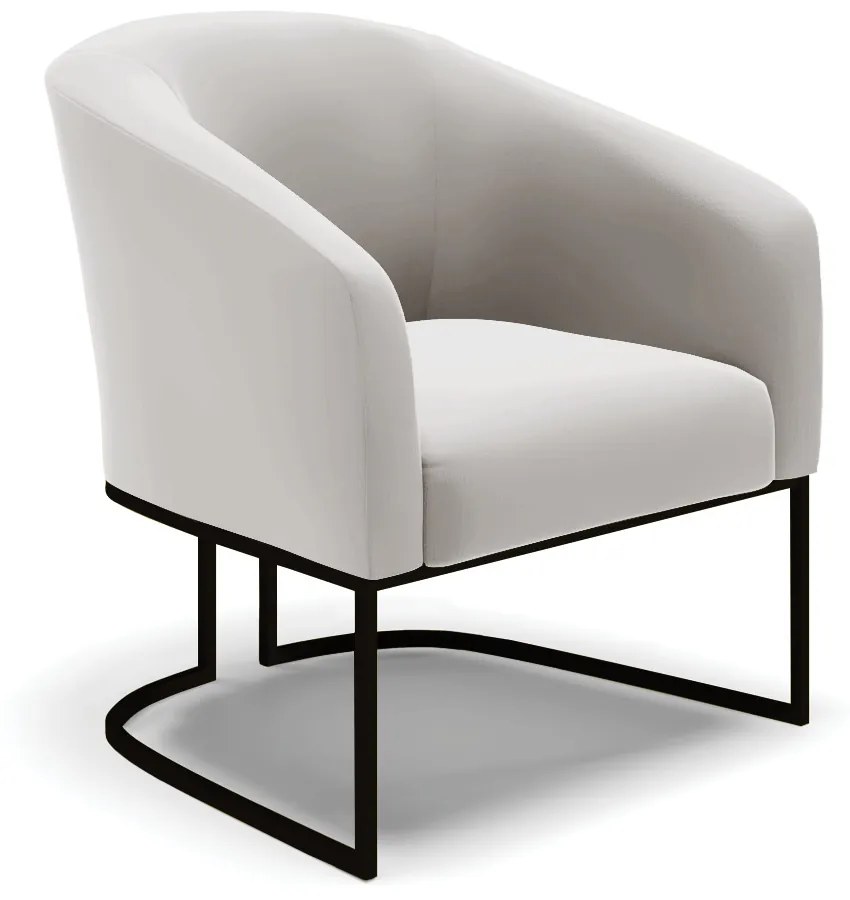 Sofá Namoradeira e Poltrona Base Industrial Preto Stella Veludo D03 - D'Rossi - Cinza