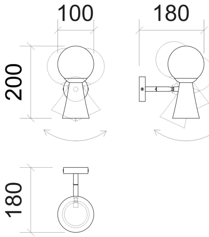Arandela Cone 10X18,5X18,7 Aluminio E Globo Ø10Cm 01Xmr16 + 01Xg9 - Qi... (CINZA)