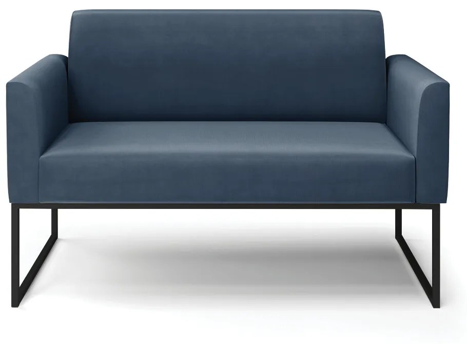 Sofá Namoradeira Base Industrial Preto Marisa Suede D03 - D'Rossi - Azul Marinho