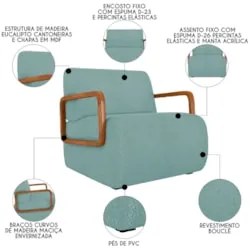 Poltrona Decorativa Orgânica para Sala Belarus Z08 Boucle Azul - Mpoze