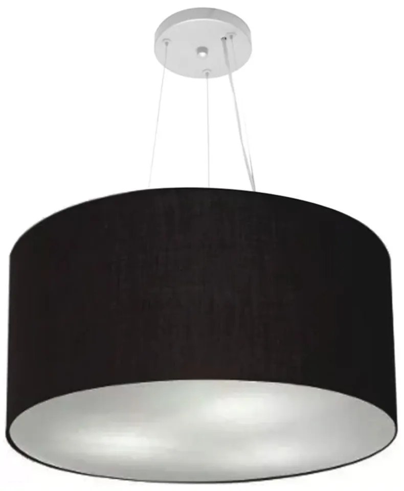 Lustre Pendente Cilíndrico Md-4189 Cúpula em Tecido 50x30cm Preto - Bivolt