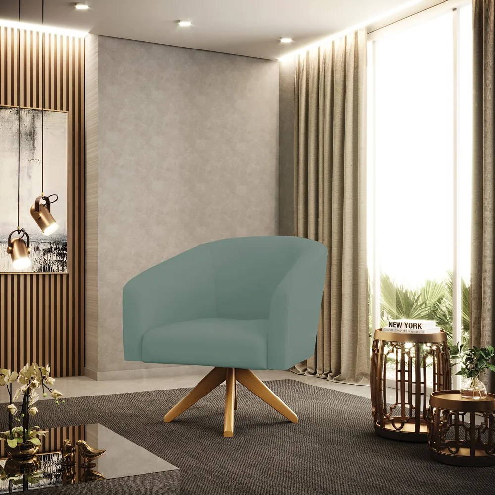 Poltrona Decorativa Giratória MA30 Stella Cotelê Ext/Veludo D03 - D'Rossi - Menta