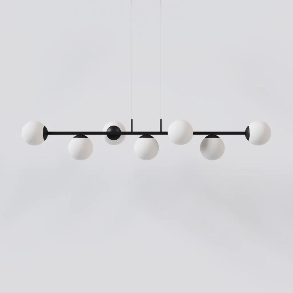 Pendente Jabuticaba Linear Long Retângular 26X20X120Cm Alumínio E Glob... (CINZA, FOSCO)