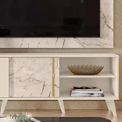 Rack Com Painel Para TV Até 65 Pol. Cronos Calacata/Off White - Madete
