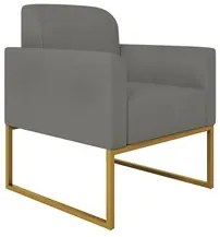 Kit Namoradeira e 1 Poltrona Decorativa Base Industrial Dourada Maress