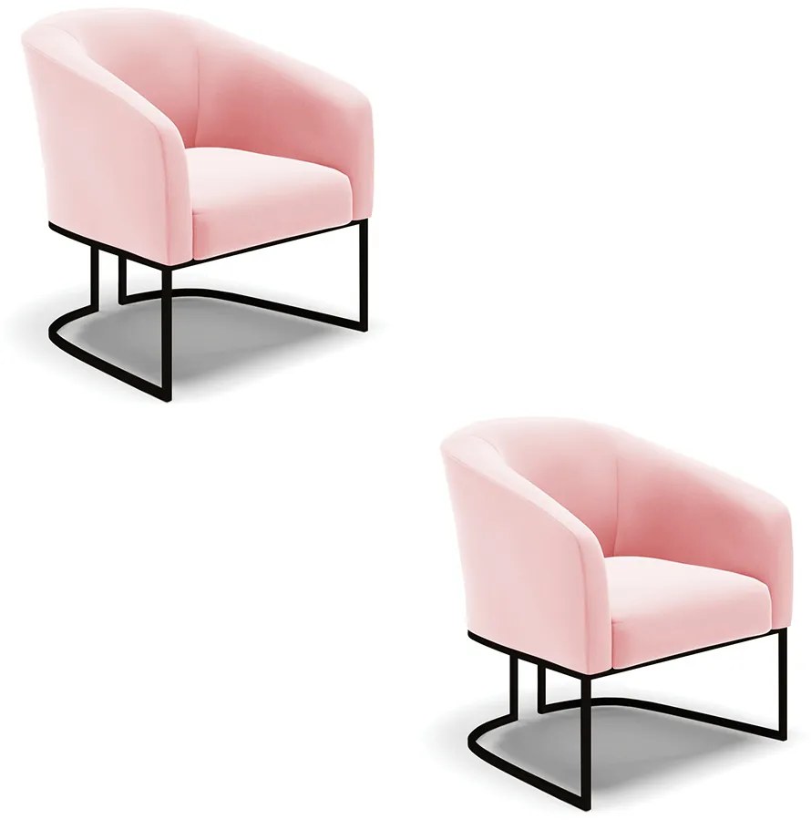 Poltrona Decorativa Industrial Preto Kit 2 Stella Rosa Bebê D03 - D'Rossi