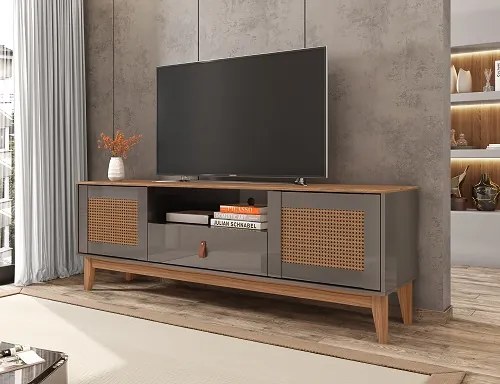 Rack Esmeralda 1.60 Cinza Perola/Noce - Casa D Móveis