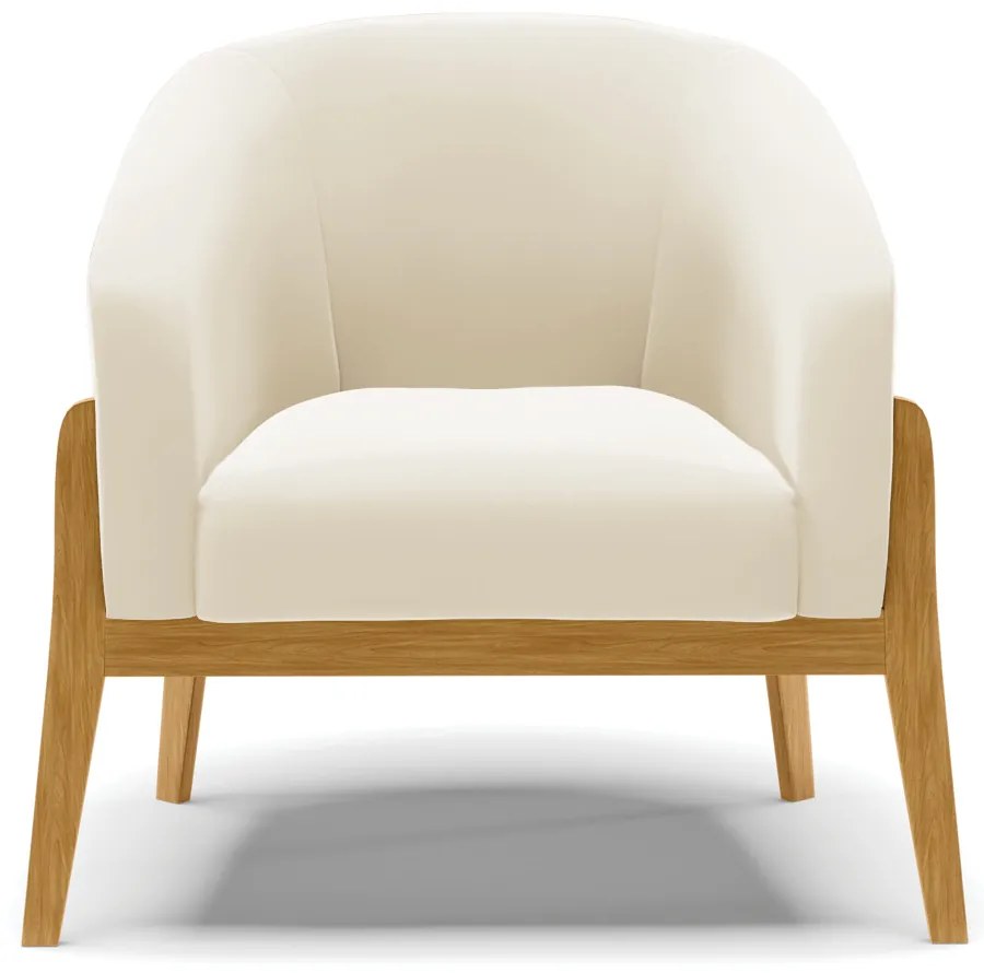 Poltrona com Puff Base de Madeira Stella Veludo D03 - D'Rossi - Bege