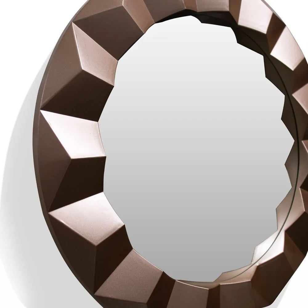 Espelho Decorativo Redondo Com Moldura de Plastíco 3d Rosê 55x55 Cm Indo Decor - D'Rossi