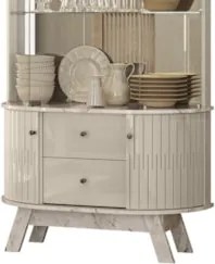 Cristaleira de Vidro Com LED Eva 90cm Z10 Off/Calacata - Mpozenato