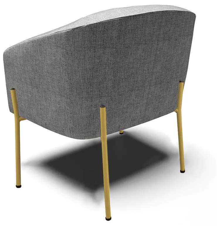 Poltrona Decorativa Pé de Ferro Dourado Stella Linho Grafite D03 - D'Rossi