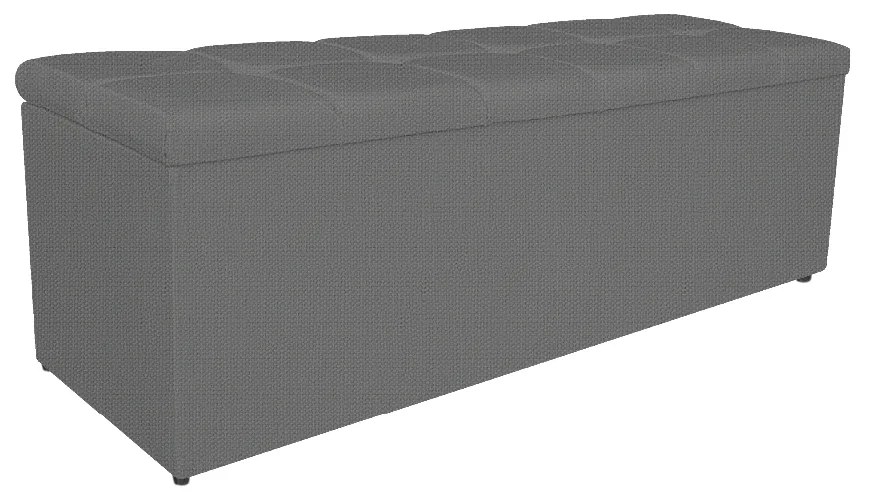 Calçadeira Estofada Manchester 140 cm Casal Linho Chumbo - ADJ Decor