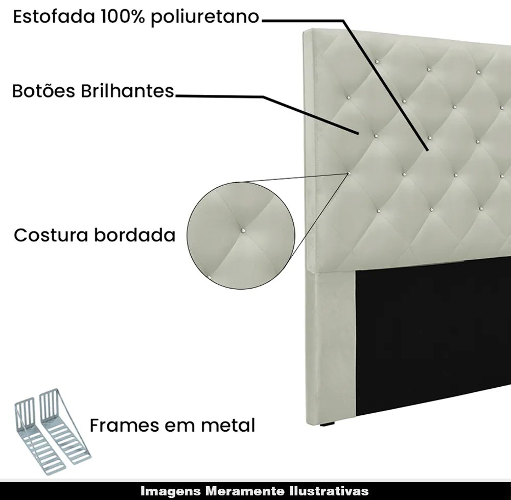 Cabeceira Decorativa Casal 1,40M Tàzio Veludo Prata G63 - Gran Belo