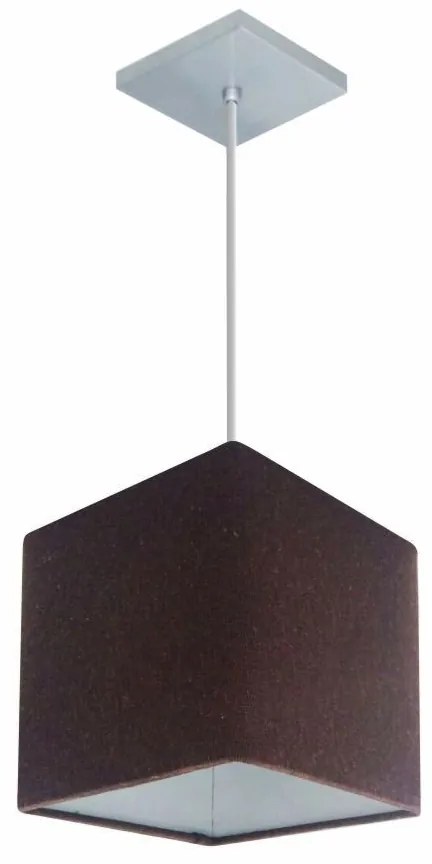 Lustre Pendente Quadrado Md-4223 Cúpula em Tecido 15/13x13cm Café - Bivolt