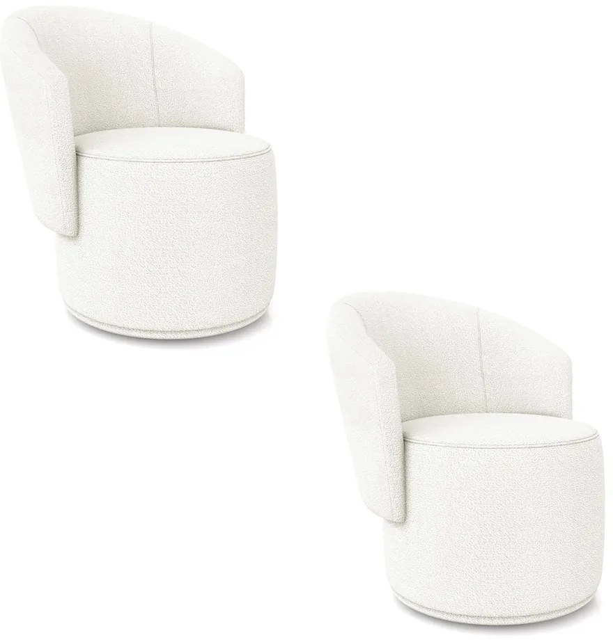 Poltrona Decorativa Orgânica Fixa para Sala Kit 2 Malu Bouclê M11 - D'Rossi - Off White