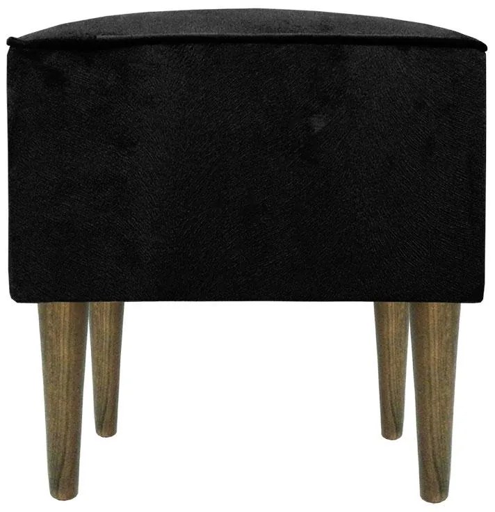 Puff Quadrado Milão Sigma em Suede com Pés Palito - Preto