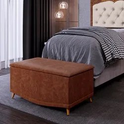 Calçadeira Baú Solteiro 90cm com Tachas Imperial J02 Facto Marrom - Mp