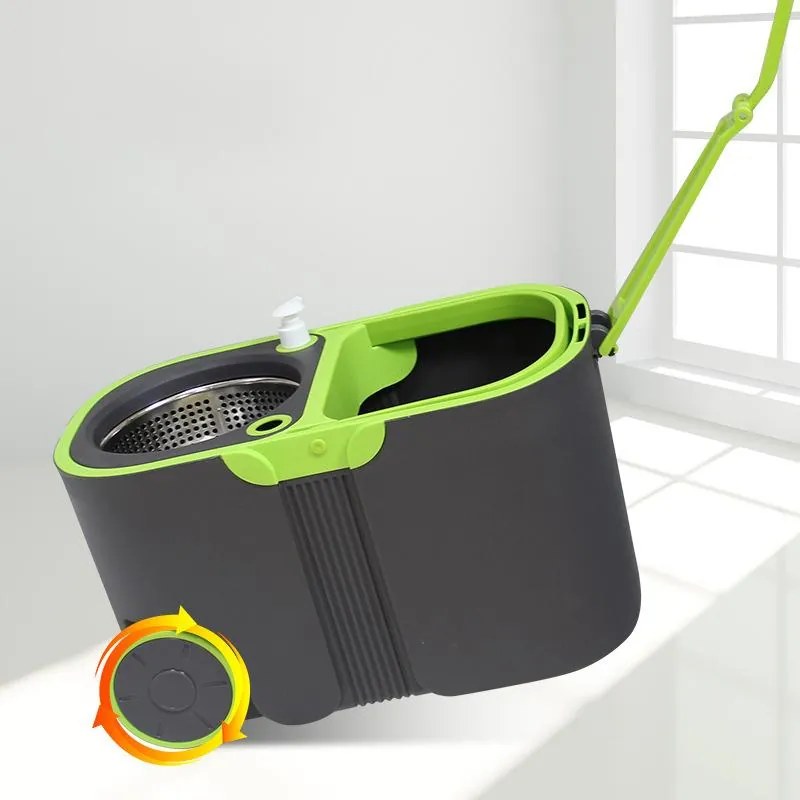 Esfregão Mop Giratório Limpeza + Balde Inox Rodinha + Microfibra Alta Qualidade