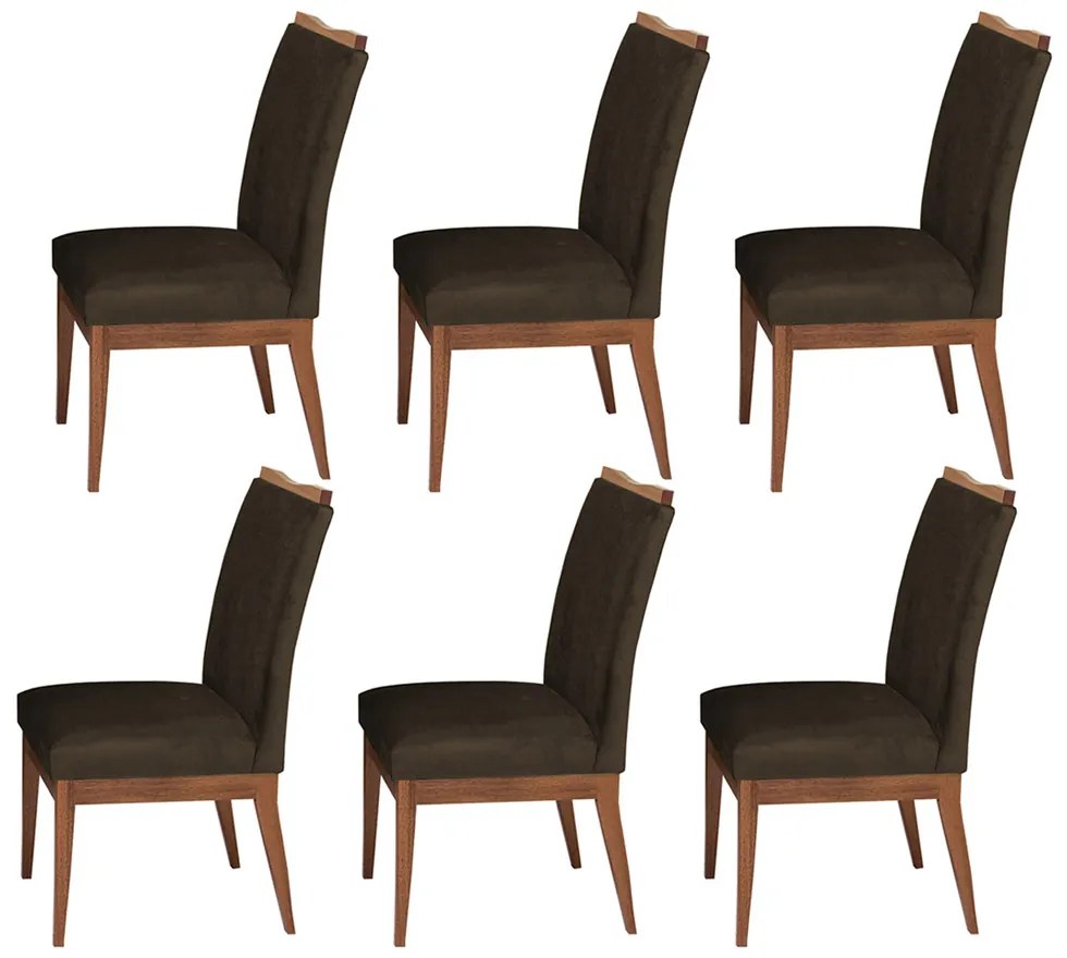 Conjunto 6 Cadeira Decorativa Leticia Aveludado Marrom
