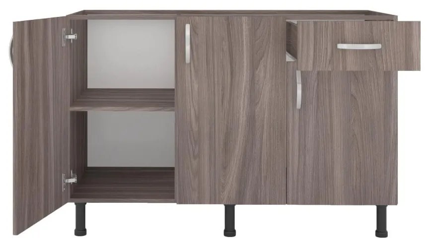 Balcão Viena Cozinha 120cm 3 Portas 1 Gaveta Cinza Carvalho